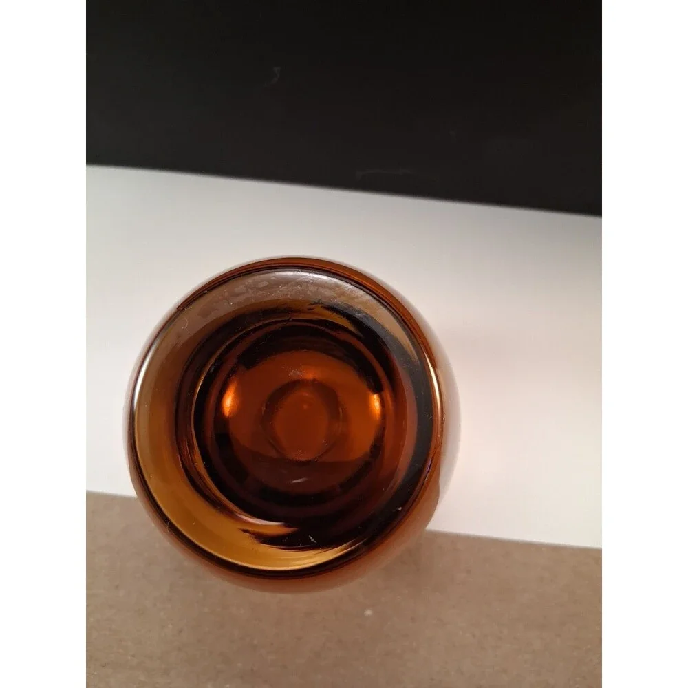 Crate & Barrel Topaz Amber Glass Diva Votive Candle Holder  3.25